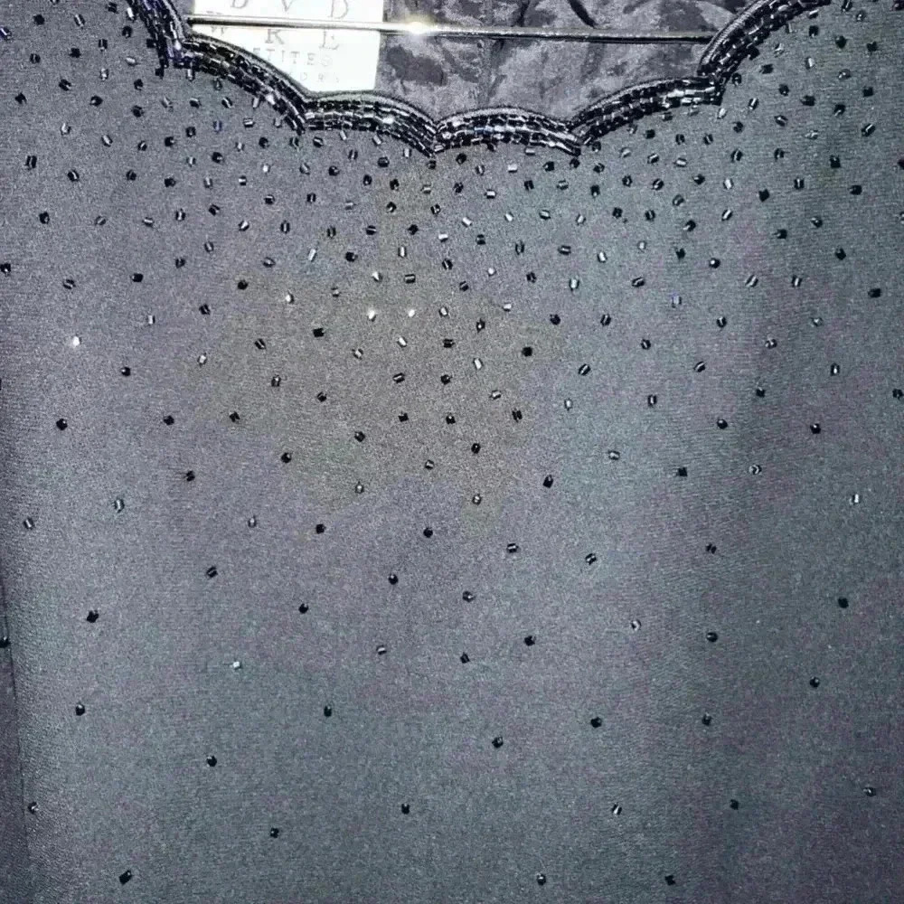 Vintage 90’s David Warren Black Tank with Sequins Top / Petite New York / 12P - Picture 3 of 12